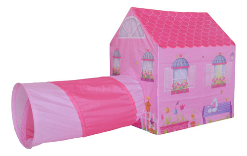 Mima Toys - Pink Cottage Play House With Play Tunnel