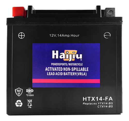 Batería Moto Haijiu Htx14-fa Agm  Gel Libre Mantenimiento