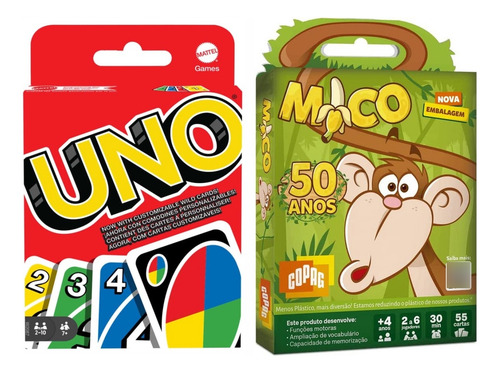 Kit Jogos De Cartas Baralho Uno + Mico Originais Copag