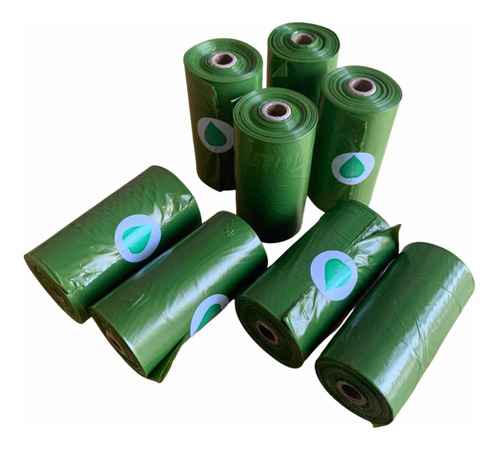Bolsas Perro Biodegradable Heces 10 Caja 8 Rollos 1200 Bolsa Verde
