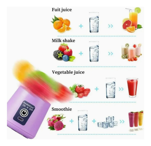 Licuadora Portatil Recargable Exprimidor Frutas Y Verduras Azul