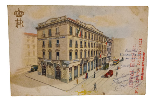 Tarjeta Postal Antigua Milano Hotel Regina