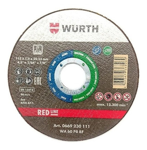 Disco De Corte W-max 115x2.5x22.23 - Wurth