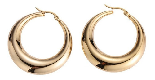 Par De Aretes Luna Chapa De Oro 1196