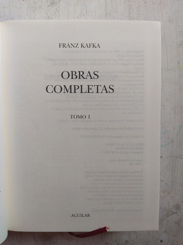 Obras Completas (solo Tomo 1) Franz Kafka