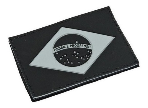 Imagem 1 de 2 de Patch Emborrachado 3d Bandeira Brasil Preto E Branco 55x80mm