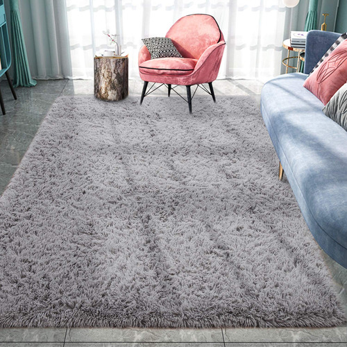 Pacapet - Alfombra De Peluche, Color Gris. Para Dormitorio, 