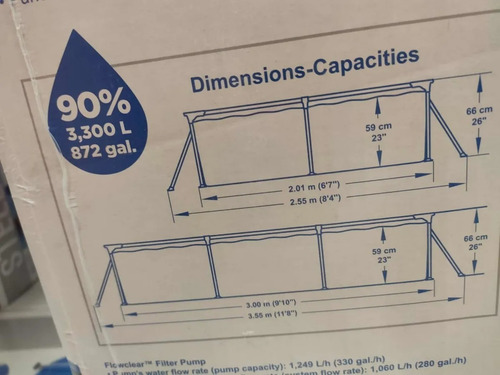 Alberca Piscina Tubular Rectangular 3 X 2 Mts Con Bomba