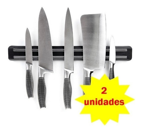 2 Barra Magnetica De Cozinha Ima Para Facas Parede 33cm