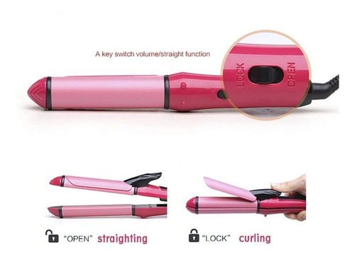 Imagen 5 de 7 de Plancha Para Cabello Alaciadora Ceramica Y Rizadora 2 En 1
