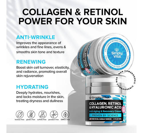 Simplyvital Crema Hidratante Facial De Colágeno Retinol 50ml