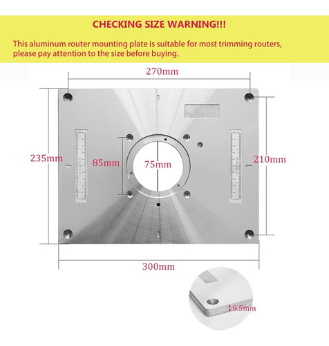 Placa De Inserción De Mesa De Enrutador De Aluminio, P...