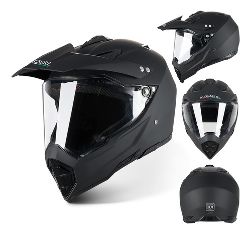 Casco Tipo Cross Motocity Certificaco Dot Negro 128 Mocoerl