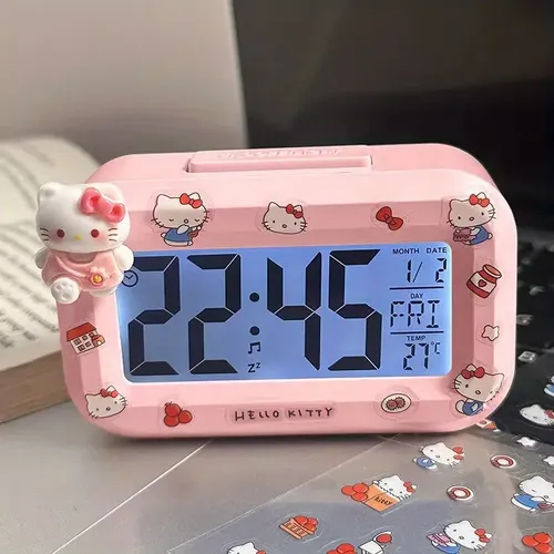 Relógio Despertador Hello Kitty & Cinnamoroll Rosa Sanrio