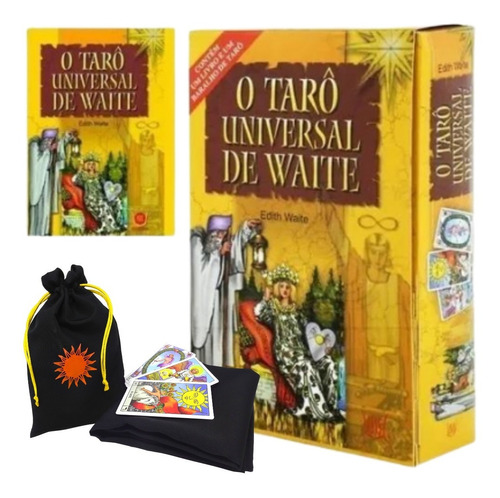 Imagem 1 de 8 de Tarô De Waite 78 Cartas + Livro + Toalha + Saquinho Sol