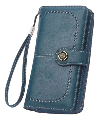 Cartera Monedero Largo Retro Vintage Para Mujer, Elegante