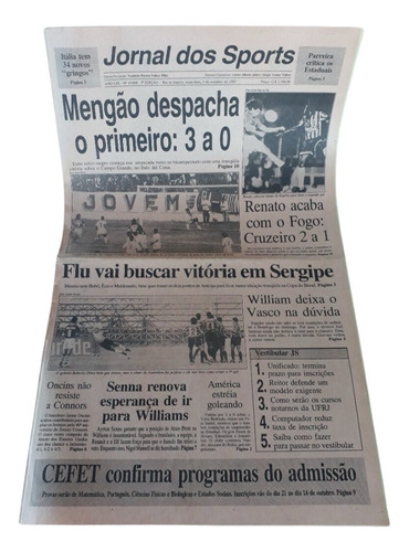 Jornal Dos Sports Flamengo 3x0 Campo Grande 4-09-1992*