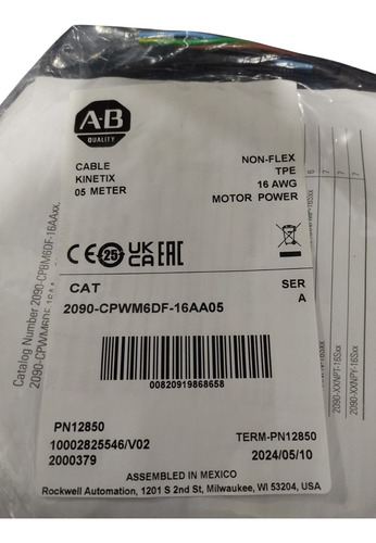 Allen Bradley 2090-cpwm6df-16aa05 Cable Standard Power 5mts