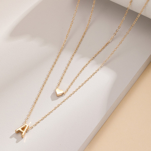 Collar Dije Letra M Corazon Mujer Joyería Oro Regalo Navidad