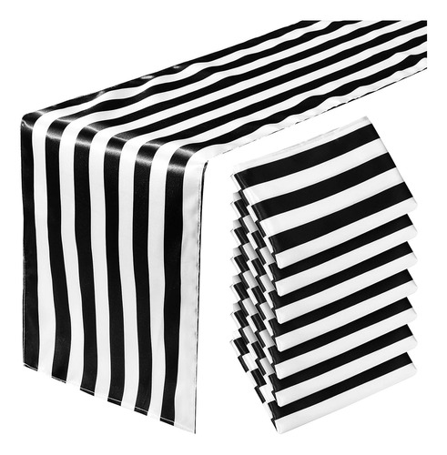 Camino De Mesa A Rayas Blancas Y Negras Decoración De Mesa D