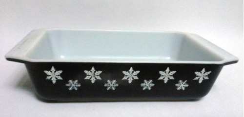 Recipiente Pyrex Snowflakes 1956 Rectangular Negro