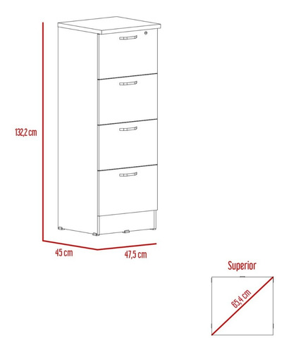 Archivador 4c Alto + Gabinete 2p Home Office