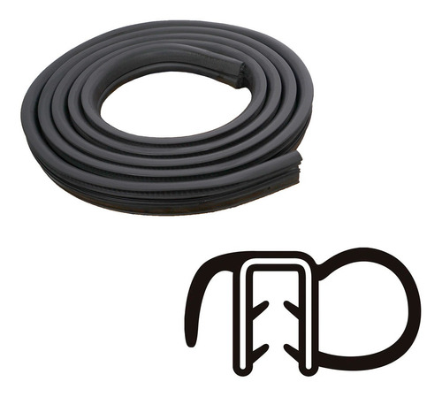 Borracha Porta Troller T4 Estriada 3.65m Preto Premium