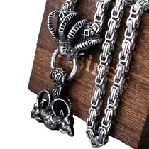 Comprar Collar Hombre De Lujo Diseño Cabezas Cabra Nórdico Vikings