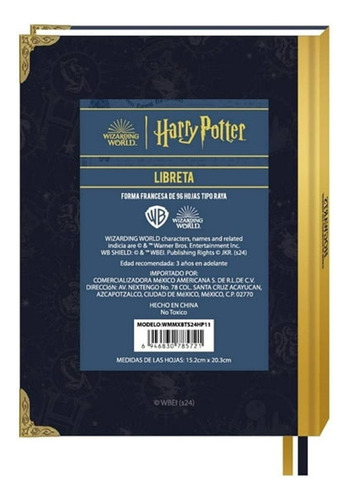 Libreta Francesa Harry Potter Escudo Hogwarts MagĂa Journal