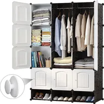 Comprar Closet Portatil 3d Armario Plástico Ropero & Zapateros Color Negro