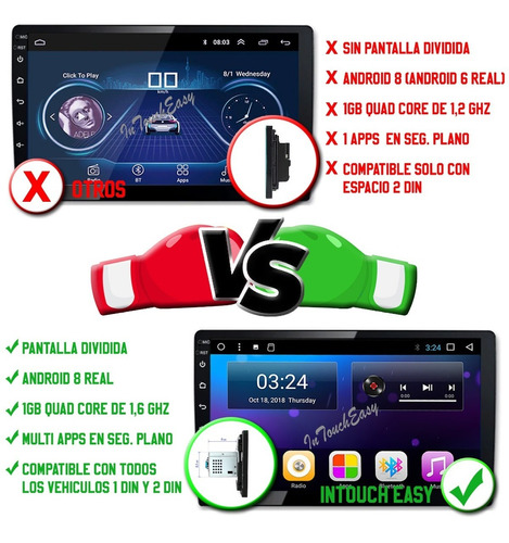 Auto Radio 1din Android Puro Real 10.1 Pulgadas Fhd Wifi Gps