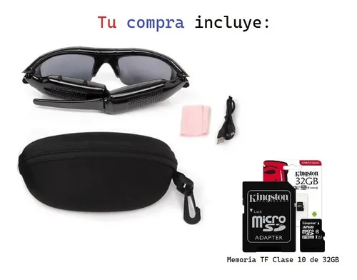 Lentes De Sol Con C mara Oculta Con Memoria Tf De 32gb
