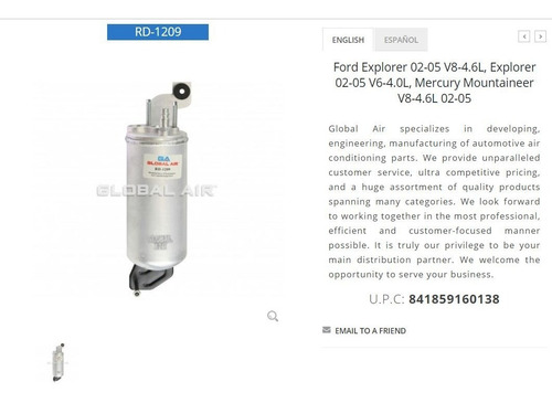 Imagen 9 de 9 de Filtro Deshidratador Ford Explorer V8 4.6