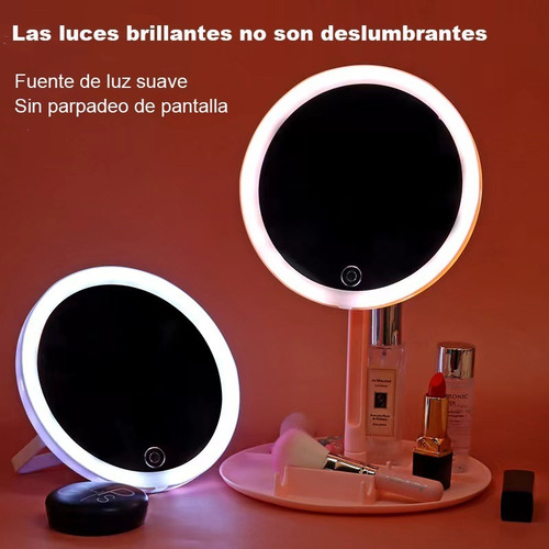 Imagen 7 de 7 de Espejo Con Luz Led 3 Niveles Maquillaje Redondo Recargable