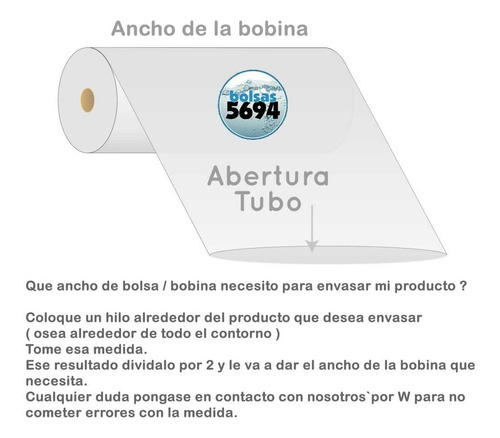 Rollo 45 Cm Bolsa Tubo Polietileno 100 Mic Bobina 50 Metros
