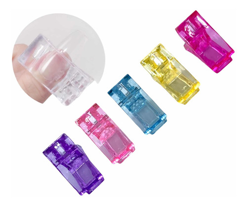 5 Pinza Clip Para Polygel Acrygel Molde Uñas Dual Form Color