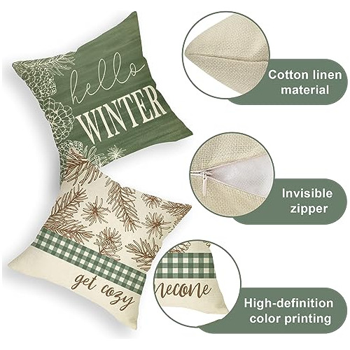 Juego De 4 Fundas De Almohada Decorativas Hello Winter ...