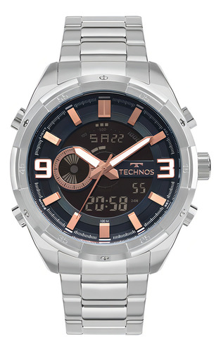 Relógio Technos Masculino Prata A Prova Dágua Yxd0645aab/1a Prata Azul Azul