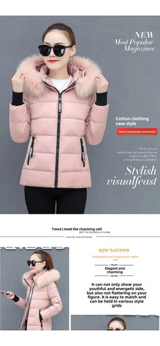 Abrigo De Algodón De Invierno Para Mujer, Cuello De Piel Rec