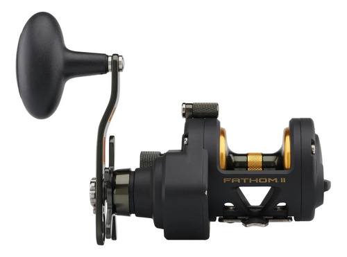 Reel Rotativo Penn Fathom Ii 12 Para Lance Color Negro Lado De La Manija Derecho