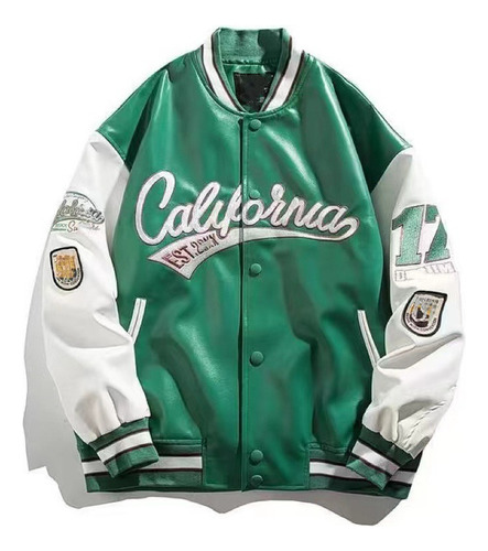 Chaqueta Béisbol Bordada Para Hombre Americano De Cuero Pu