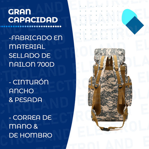 Mochila Trekking Reforzada Camping Viaje Impermeable Bandera