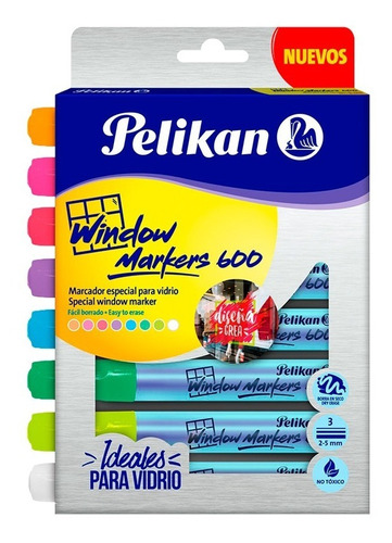 Marcador Para Vidrio Pelikan Window Markers 600 X 8 Colores