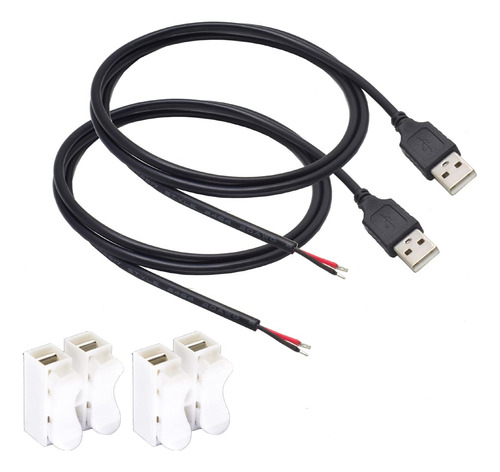 2 Cables De Alimentacin Usb 2.0 De 1 M/3.3 Pies, 20 Awg De 2