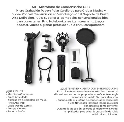 Microfono Diseño Doble Capa Condenser Streaming Skyway M1