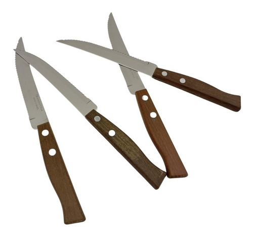 Juego De Cuchillos Para Carne Tramontina Madera Sierra 4pzas Color Mango Café