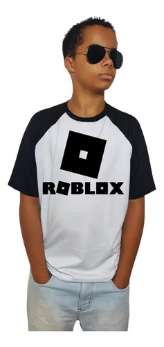 Camiseta Infantil Roblox Logo Mangas Preta