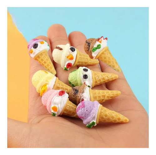 Set 8 Mini Helados Barquillos 3 D Calidad ( Casa De Muñecas)