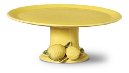 Plato para tarta de limón siciliano con pie de lima siciliana, decorado con amarillo limón siciliano