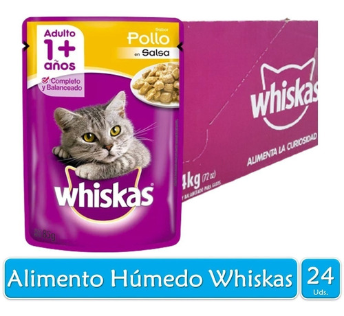 Imagen 1 de 2 de Whiskas Alimento Húmedo Gatos Adulto Pollo 85g X24 Sobres